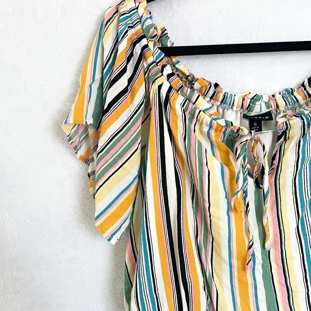 Torrid Multi Stripe Off-Shoulder cropped Gauze Top size large crop top - Picture 3 of 10